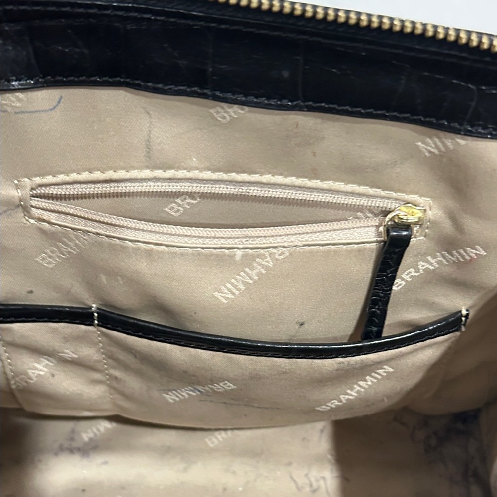 Brahmin Black and Gold Quilted Satchel - Picture 6 of 11